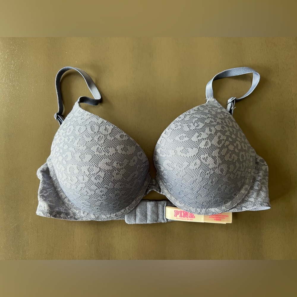 Gray Leopard Print Bra
